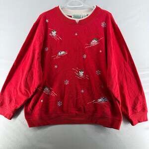 1594 Extra Shenanigans Size 2X Red Christmas Snowman Sweatshirt